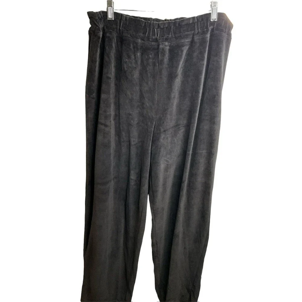 Stan Herman Black Velvet Top/Pant  Lounge  Set PJs Size‎ Large